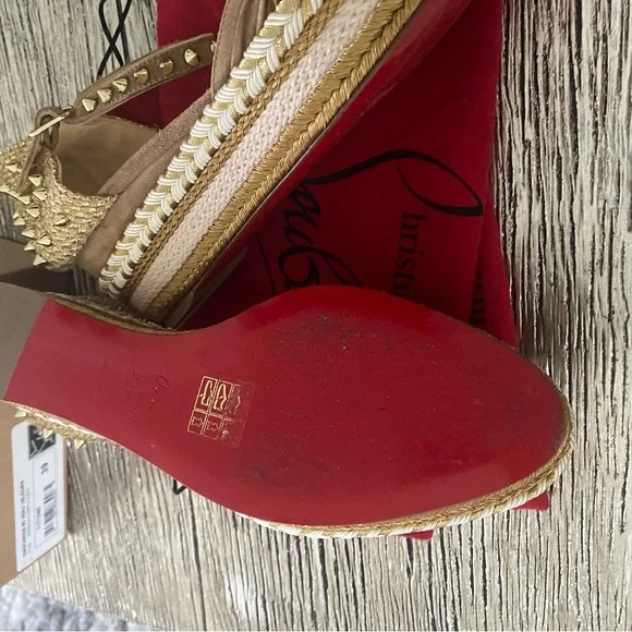 Christian Louboutin Madcarina  60mm Brown Espadrille Wedge Sandals - Picture 7 of 8